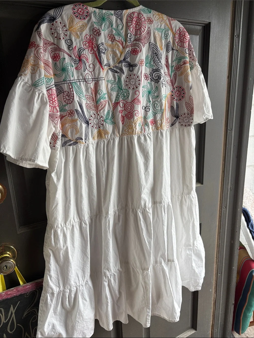John W. Nordstrom White Dress with Multicolor Floral Embroidery - Picture 6 of 7